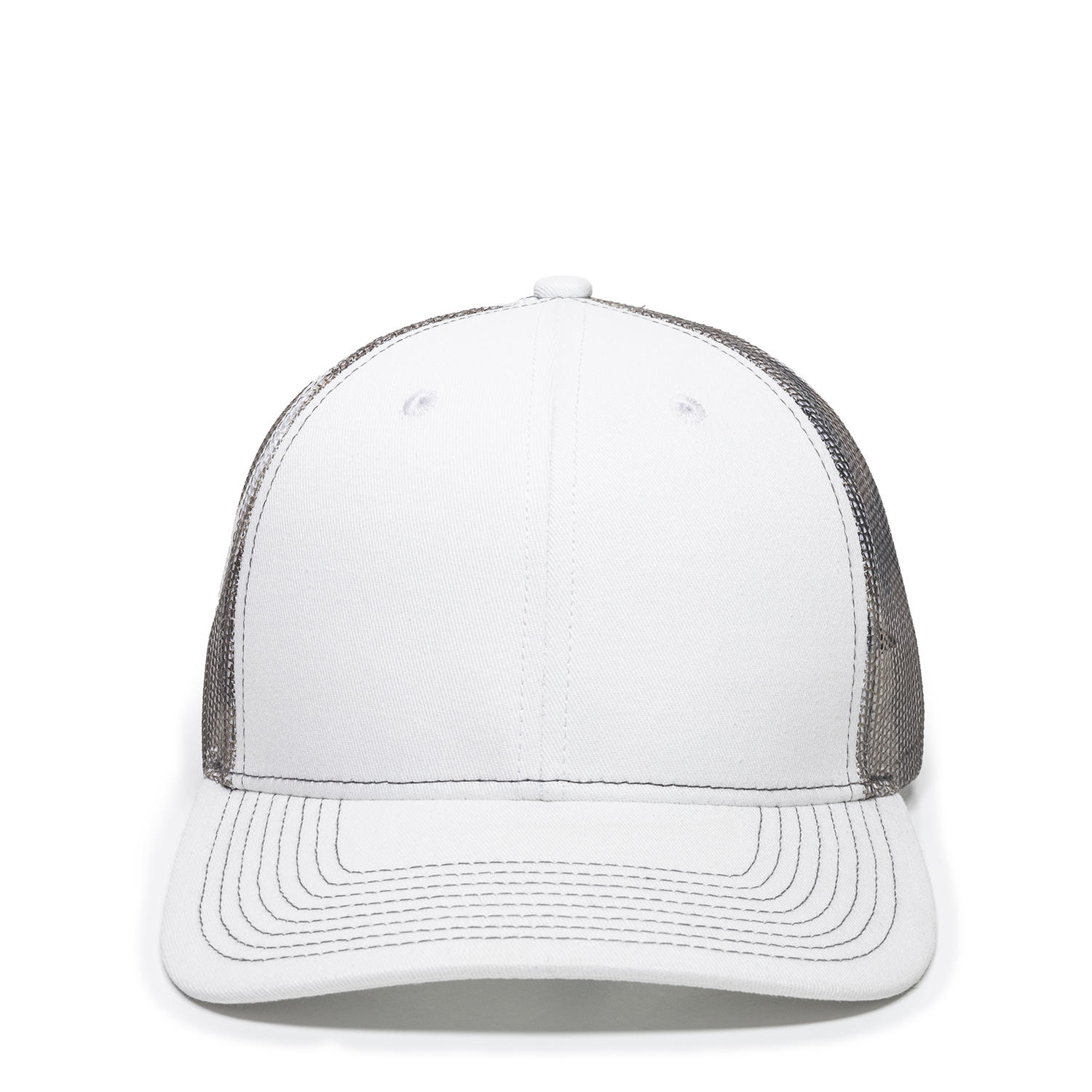 white and grey trucker hat